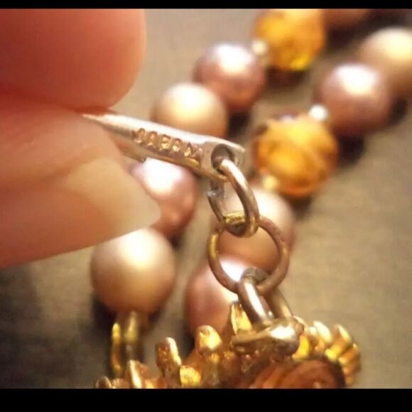 VINTAGE ESTATE SIGNED JAPAN GLASS DBL STRAND 17.5" NECKLACE - Picture 2 of 2